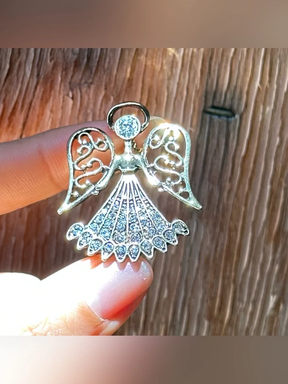 Vintage Rhinestone Angle Brooch